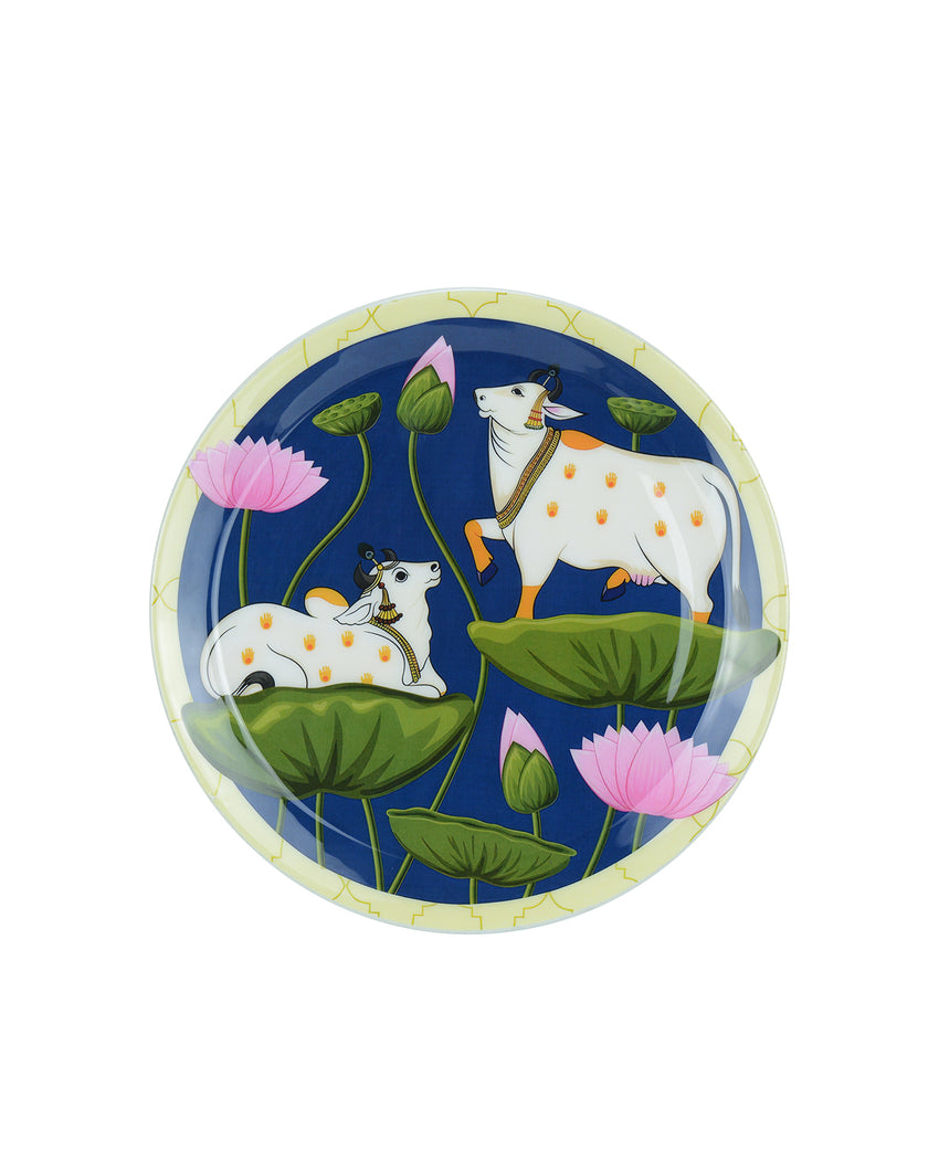 Pichwai Cow I Wall Decorative Plate | 10 x 10 inches