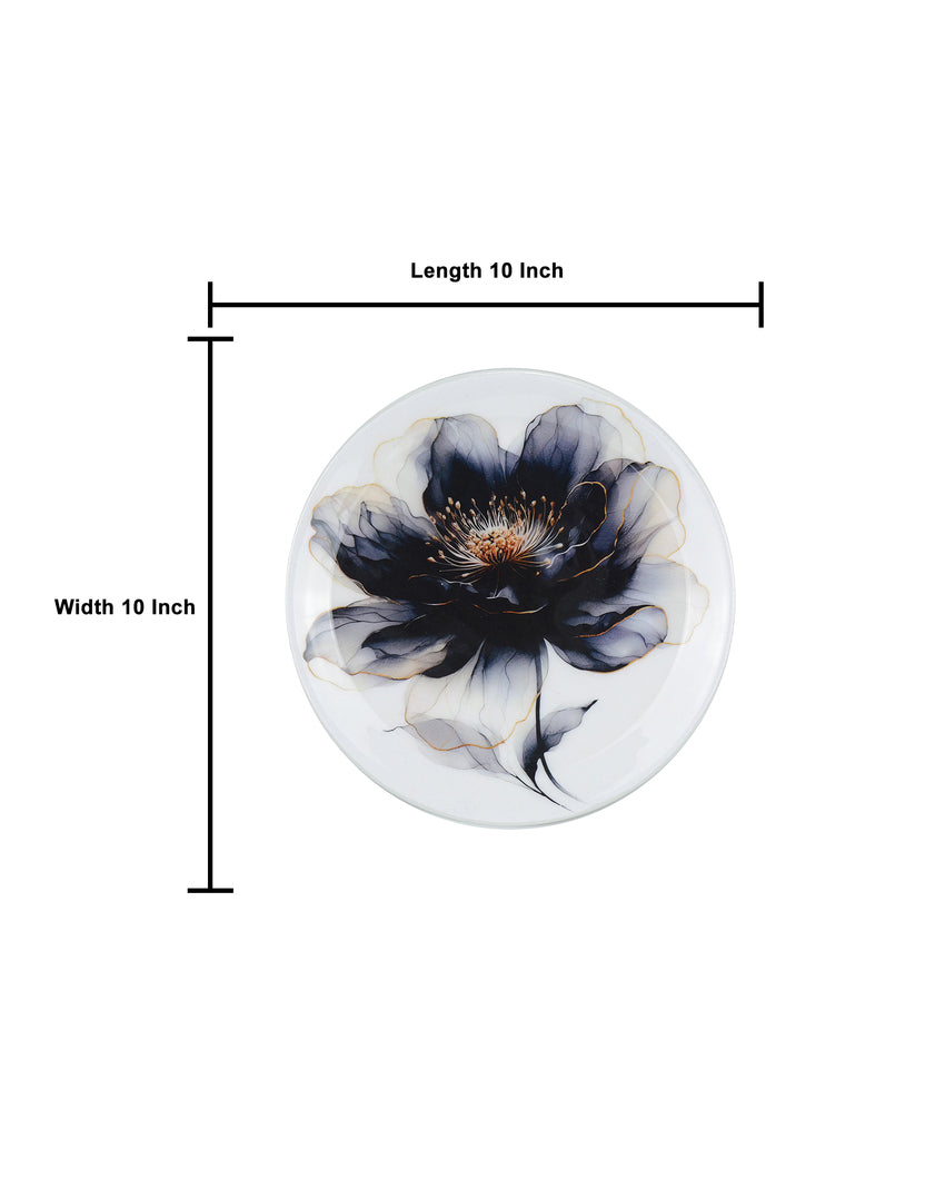 Noir Petal Flower Wall Decorative Plate | 10 x 10 inches