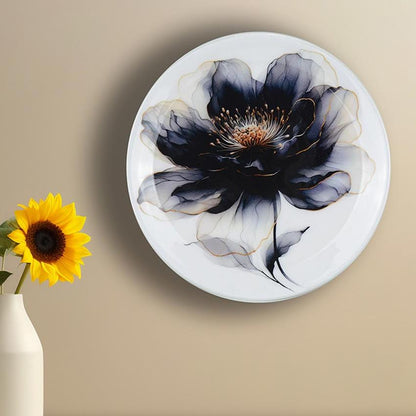 Noir Petal Flower Wall Decorative Plate | 10 x 10 inches