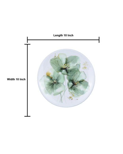 Emerald Bloom Flowers Wall Decorative Plate | 10 x 10 inches