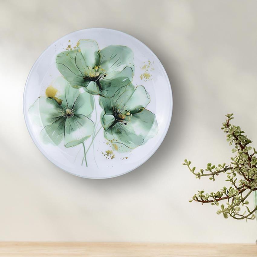 Emerald Bloom Flowers Wall Decorative Plate | 10 x 10 inches