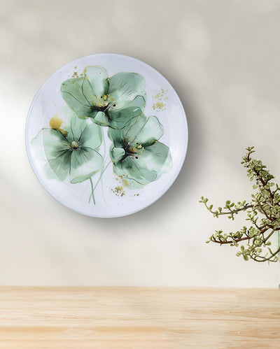 Emerald Bloom Flowers Wall Decorative Plate | 10 x 10 inches