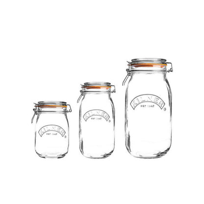 Kilner Clip Storage Essentials Top Glass Jars | Set of 3