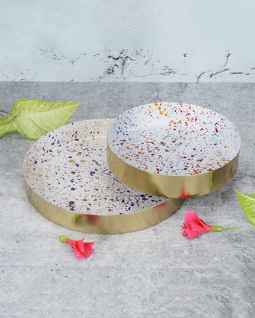 Delight Multicolor Round Serving Trays | Pack of 2