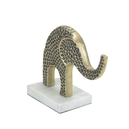 Regal Gold Savanna Sentinel Elephant Figurine Decorative Sculpture | 9 x 4 x 7 inches