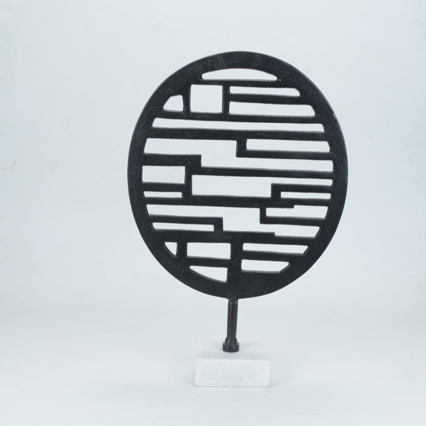 Futuristic Orbital Charm Black Decorative Sculpture Showpiece | 12 x 3 x 16 inches