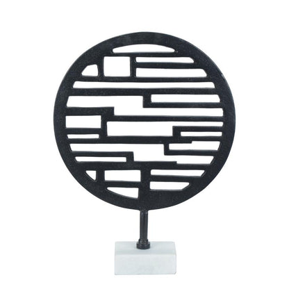 Futuristic Orbital Charm Black Decorative Sculpture Showpiece | 12 x 3 x 16 inches