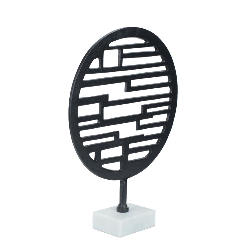 Futuristic Orbital Charm Black Decorative Sculpture Showpiece | 12 x 3 x 16 inches