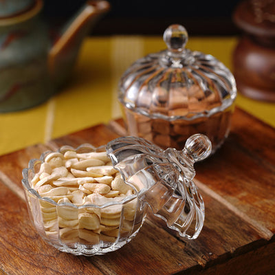 Transparent Glass Dry Fruit Jar | Set of 2