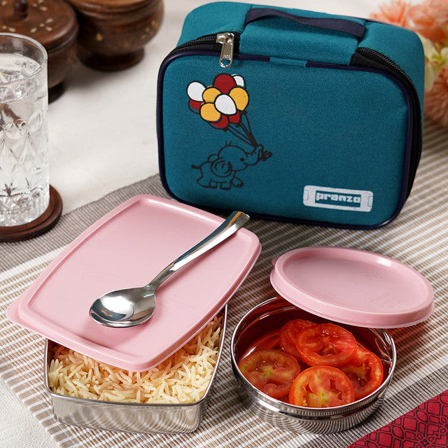 Vemio Stainless Steel Lunch Box Set Tiffen Bowl Spoon With Bag