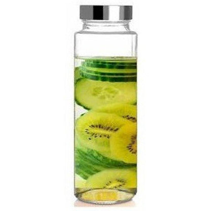 Premium Clear Glass Designer Bottle for Kitchen Storage and Serving Multi Purpose | 750 ML | 3 x 10 inches