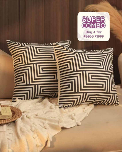 Puzzle Design Printed Cushion Covers | Set of 2 | 16 x 16 Inches