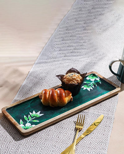 Handcrafted Artisan Wood Hand-Painted Serving Platter | 16 x 6 x 1 inches