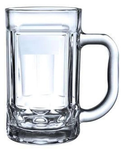 Premium Clear Glass Two Beer Mugs with One Snack Plate Combo | Set of 3 | 400 ML