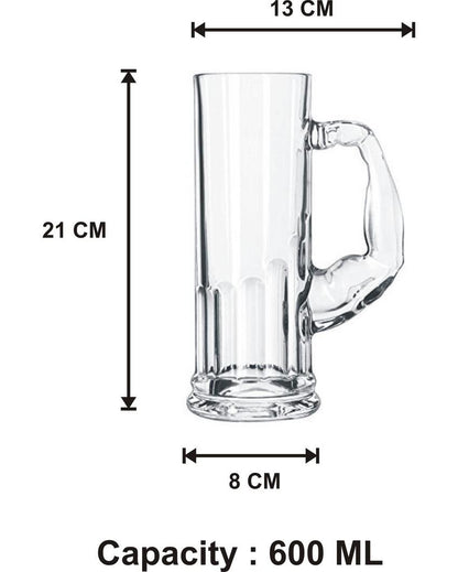 Deluxe Clear Glass Two Beer Mugs with One Snack Plate Combo | Set of 3 | 600 ML