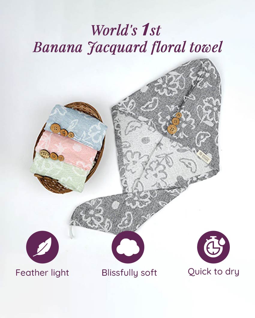 Banana Jacquard Floral Bath Towel | Set of 4 | 59x30 inches | Get a Freebie