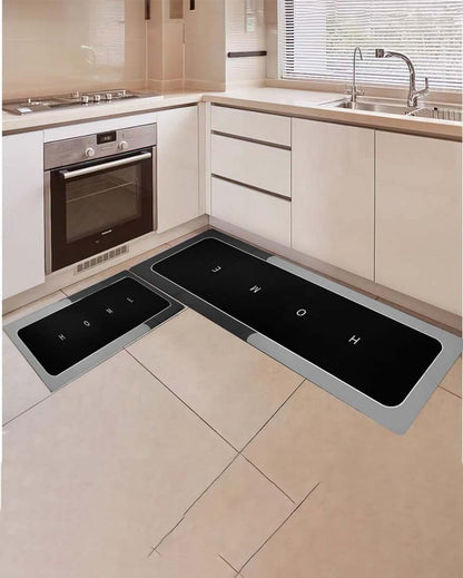 Sophisticated L-Shape Waterproof Memory Foam Silicon Kitchen Mats | Pack Of 2