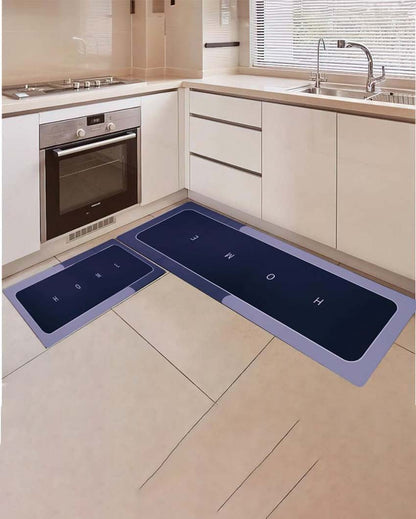 Sophisticated L-Shape Waterproof Memory Foam Silicon Kitchen Mats | Pack Of 2