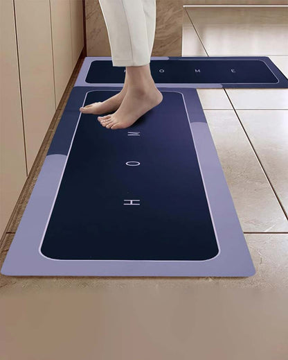 Sophisticated L-Shape Waterproof Memory Foam Silicon Kitchen Mats | Pack Of 2