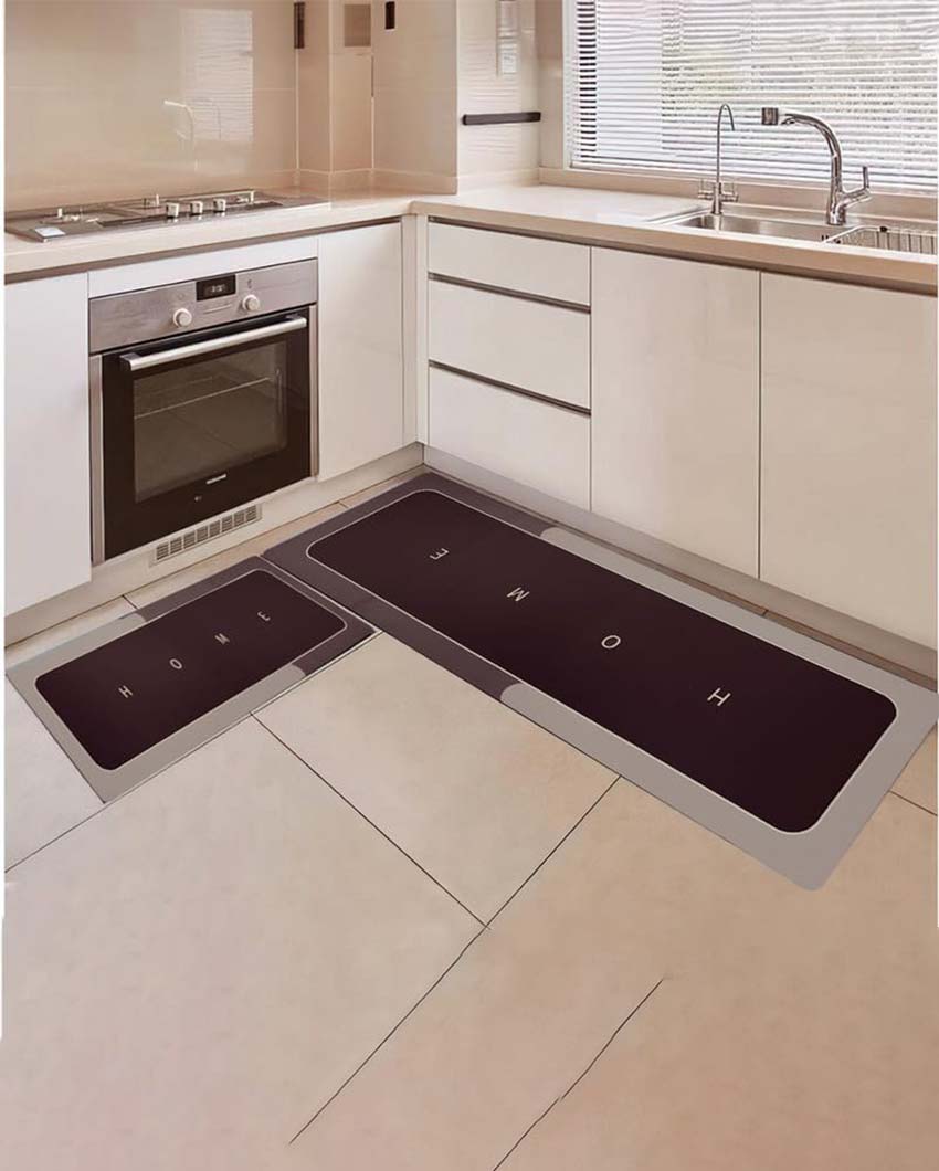 Sophisticated L-Shape Waterproof Memory Foam Silicon Kitchen Mats | Pack Of 2