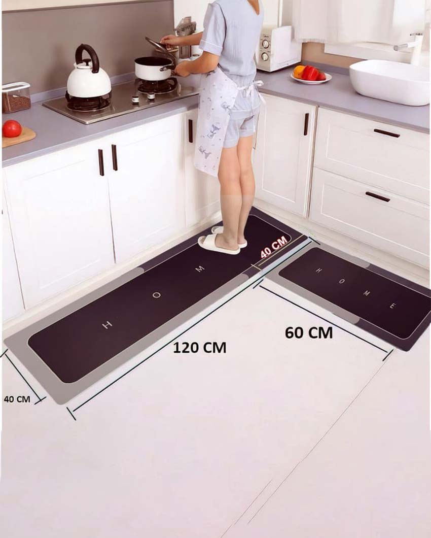 Sophisticated L-Shape Waterproof Memory Foam Silicon Kitchen Mats | Pack Of 2