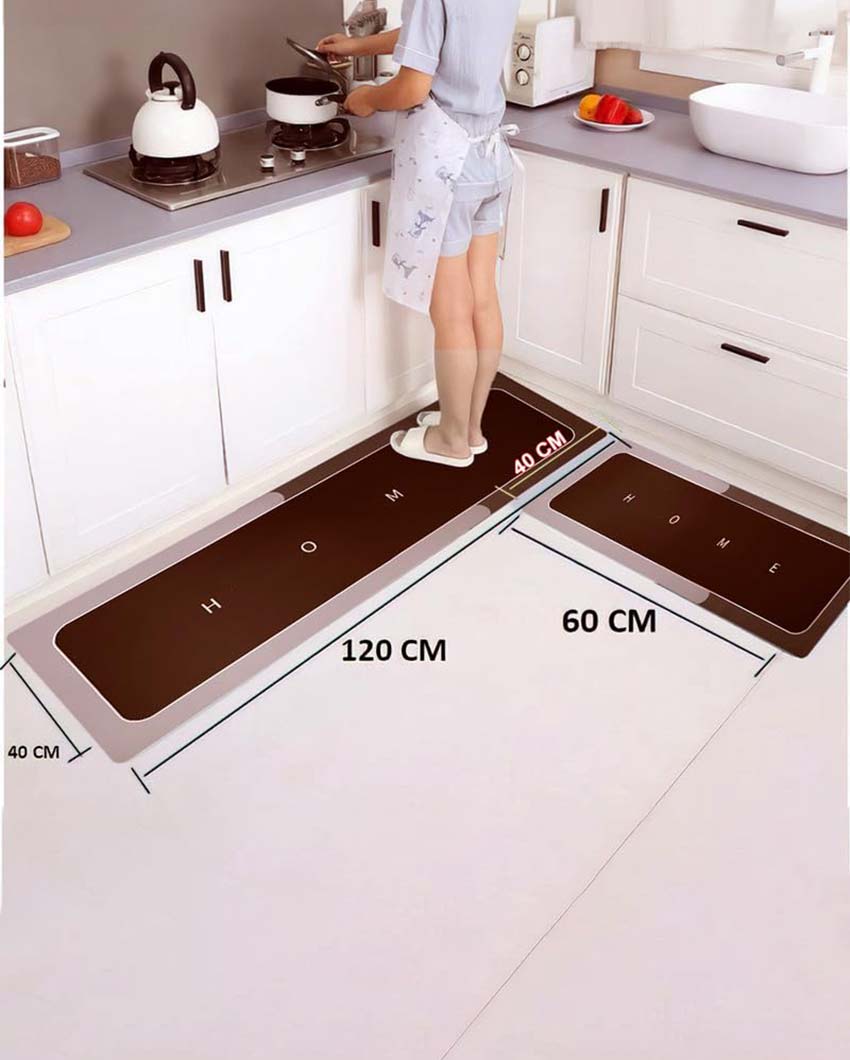 Sophisticated L-Shape Waterproof Memory Foam Silicon Kitchen Mats | Pack Of 2