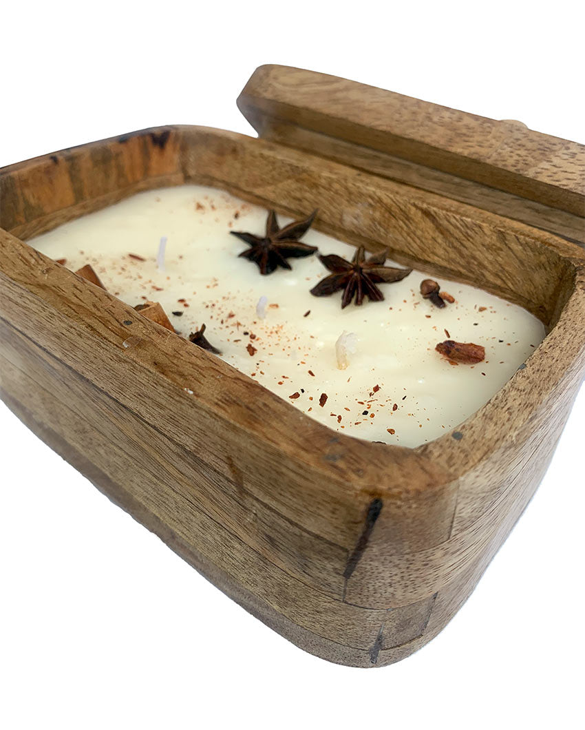 Reusable Wooden Container Soy Wax Spiced Aromatic Candle | Single | 16.5 x 11.7 x 4.6 cm / 6.5 x 4.6 x 1.8 inches