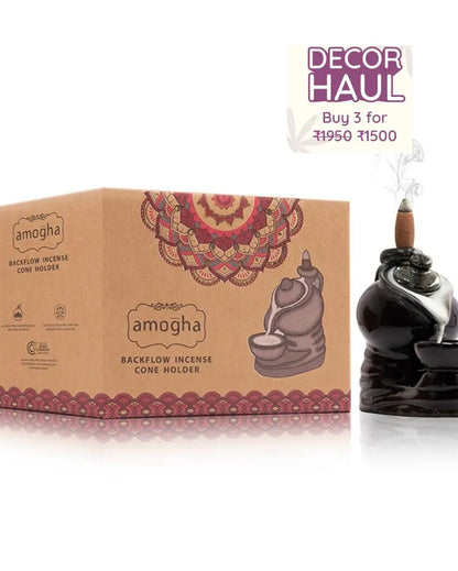 Amogha Backflow Incense Cone Holder | Multiple Designs | 6 x 6 x 5 inches