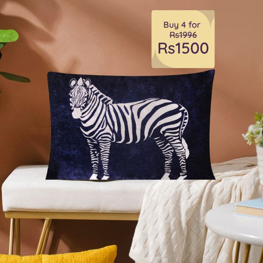 Zebra Print Velvet Cushion Cover | 12 x 18 inches , 12 x 20 inches