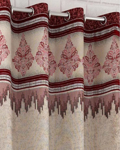 Vibrant Royal Maroon Polyester Jute Curtains | Pack of 2 Pieces