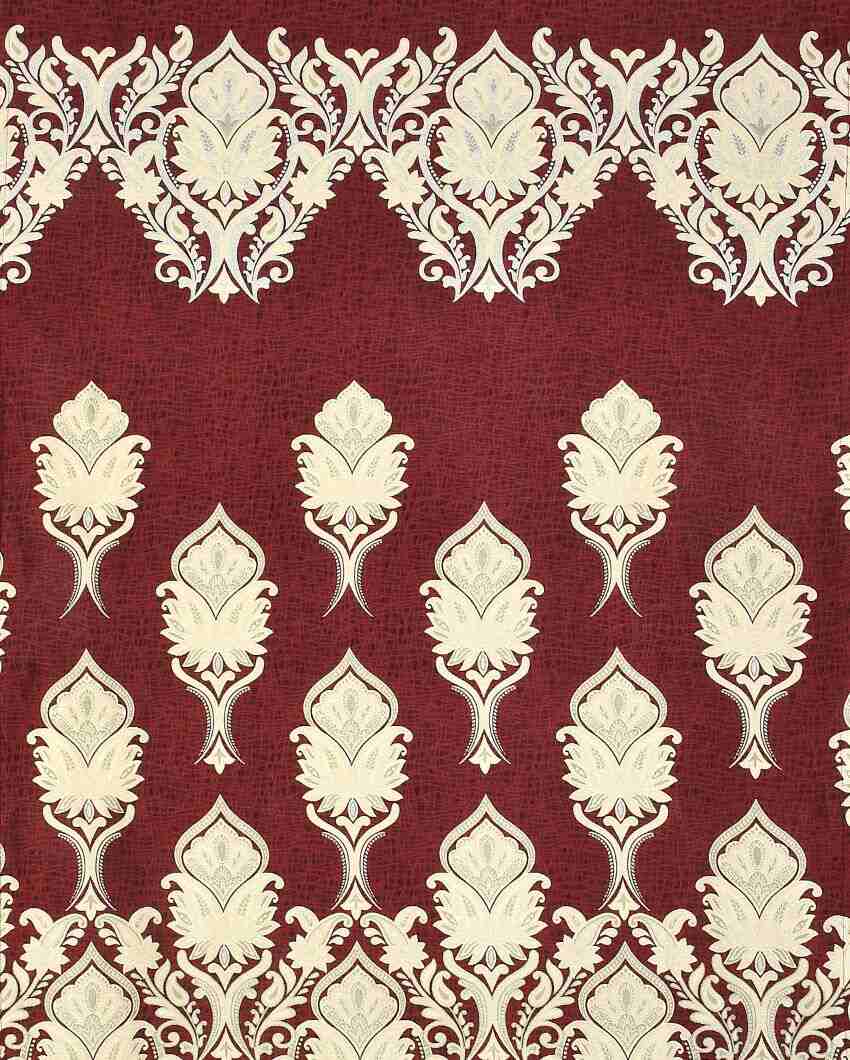 Maroon Polyester Jute Royal Curtains For Living Room Decoration | Set Of 2