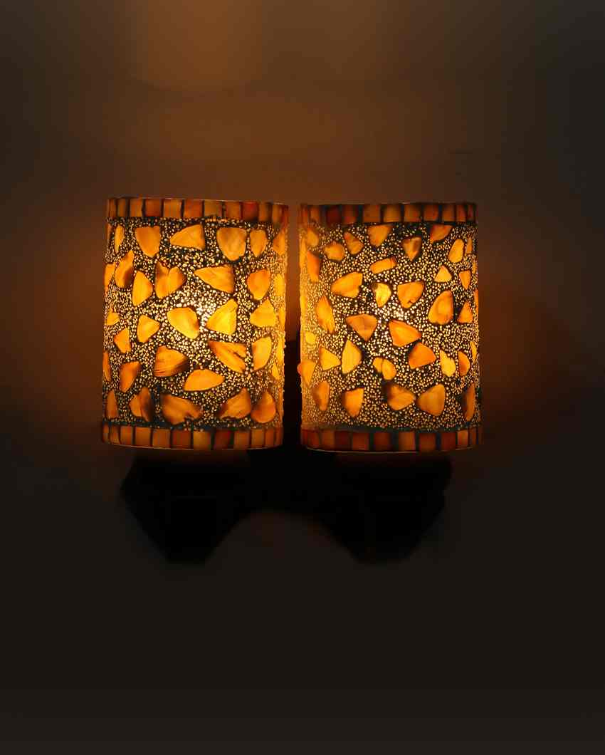 Sophisticated Style Touch LED Compactable Wood & Glass Wall Lamp | 7 x 7 x 7 inches