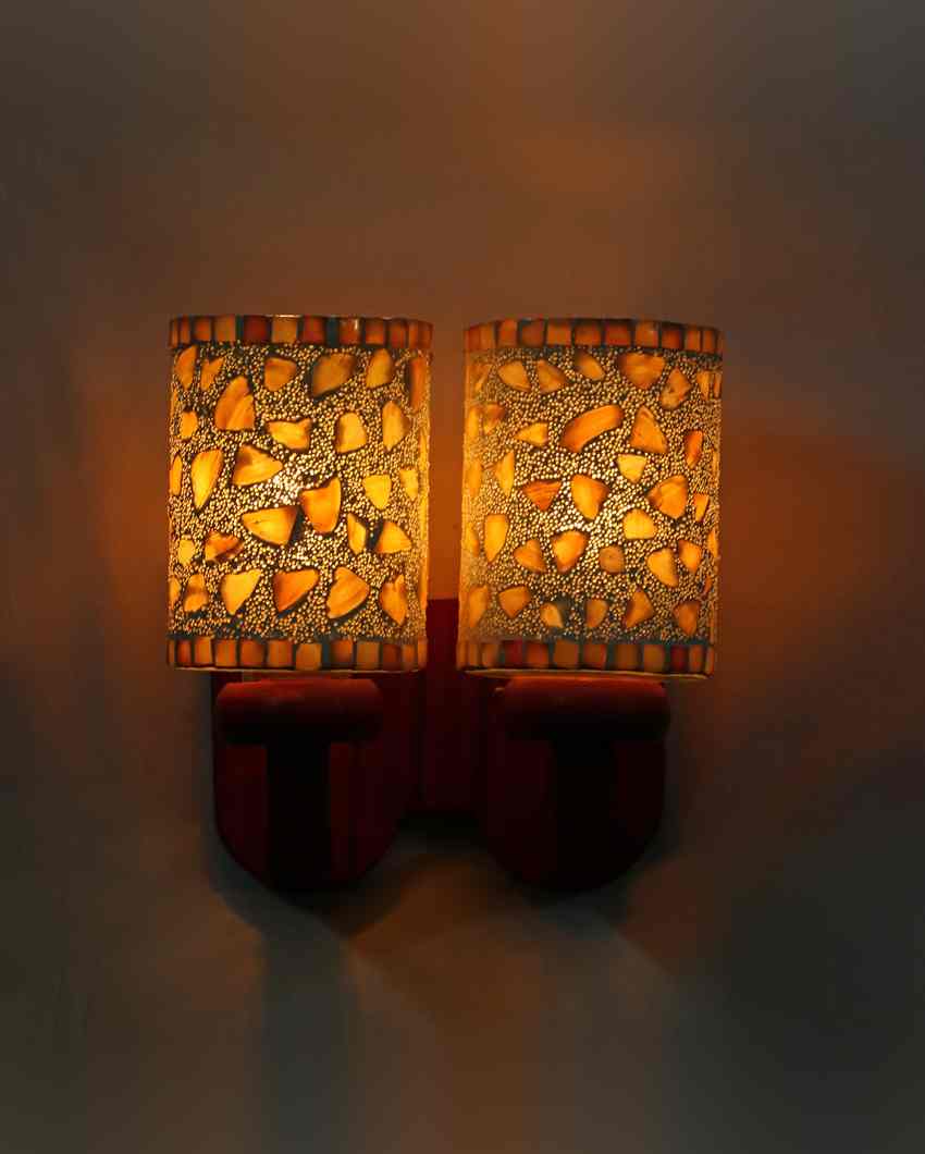 Contemporary Design LED Compactable Wood & Glass Wall Lamp | 7 x 7 x 7 inches