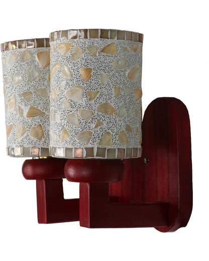 Contemporary Design LED Compactable Wood & Glass Wall Lamp | 7 x 7 x 7 inches