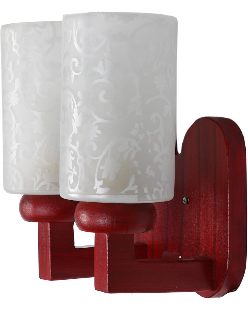 Bright Glow LED Compactable Wood & Glass Wall Lamp | 7 x 7 x 7 inches