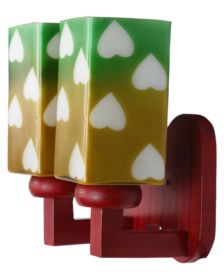 Stylish Charm LED Compactable Wood & Glass Wall Lamp | 7 x 7 x 7 inches