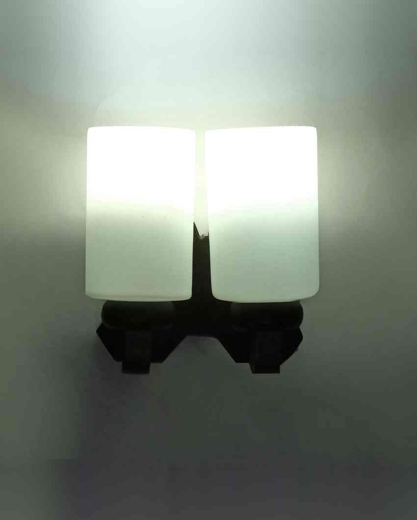 Radiant Design LED Compactable Wood & Glass Wall Lamp | 7 x 7 x 7 inches