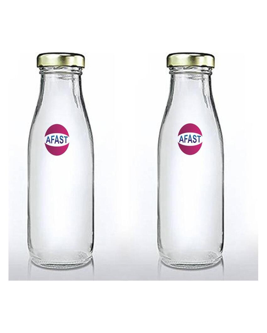 Clear Glass Water and Milk Bottle for Small Storage Needs Easy to Handle | 300 ML | 2 x 7 inches