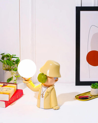 Green Apple Boy Resin Decorative Lamp Statue | 5 x 5 x 5 inches