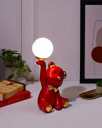 Adorable Glowing Halo Honey Red Teddy Night Light Lamp | 6 x 6 x 6 inches