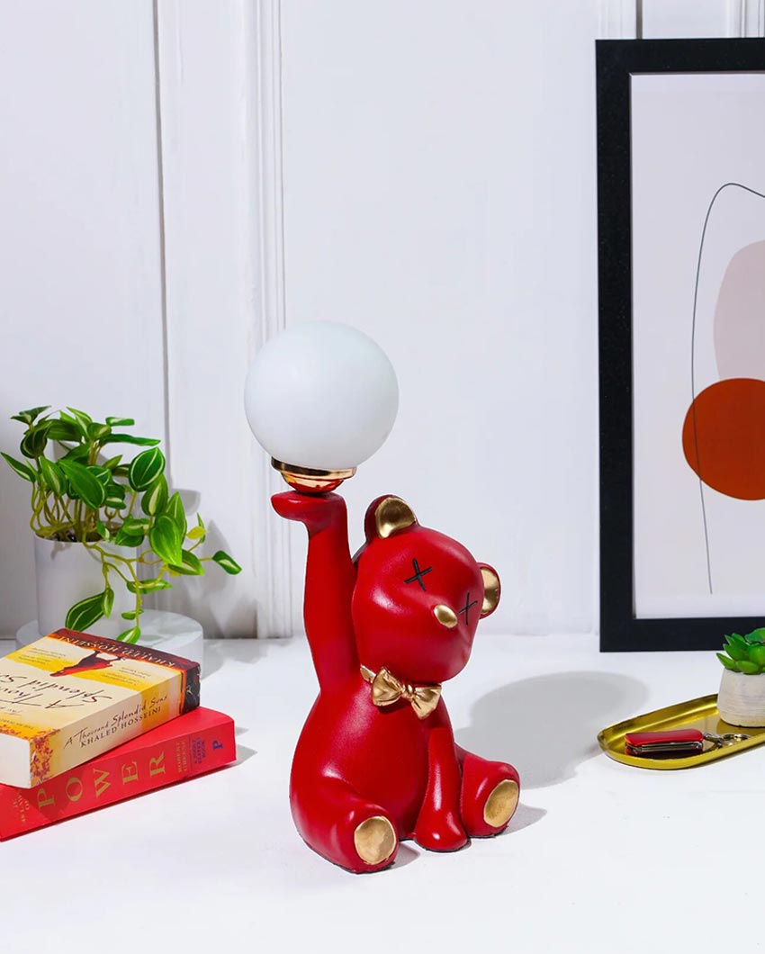 Adorable Glowing Halo Honey Red Teddy Night Light Lamp | 6 x 6 x 6 inches