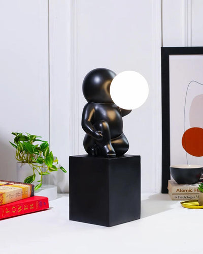 Contemporary Artistic Black Sitting Statue Lamp | 5 x 5 x 15 inches