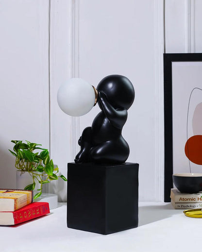 Contemporary Artistic Black Sitting Statue Lamp | 5 x 5 x 15 inches