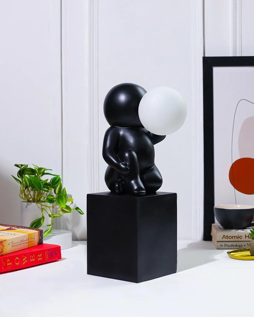 Contemporary Artistic Black Sitting Statue Lamp | 5 x 5 x 15 inches
