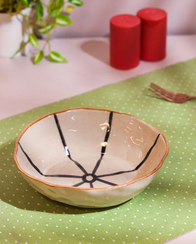 Sophisticated Hand-Painted Ceramic Bowl with Abstract Detail | 8 x 7 x 3 inches