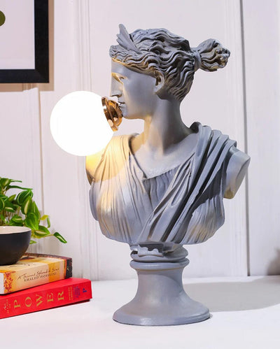 Modern Grey Resin Dancing Lady Sculpture Lamp | 14 x 14 x 21 inches