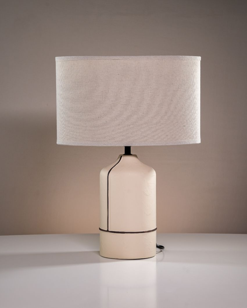 Sophisticated Glow Ceramic Classy Lines White Black Lamp | 20 x 14 x 6 inches