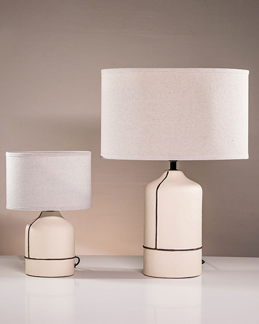 Sophisticated Glow Ceramic Classy Lines White Black Lamp | 20 x 14 x 6 inches