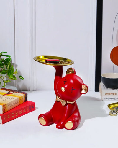 Luxury Halo Honey Cheery Red Teddy with Tray | 6 x 5 x 9 inches