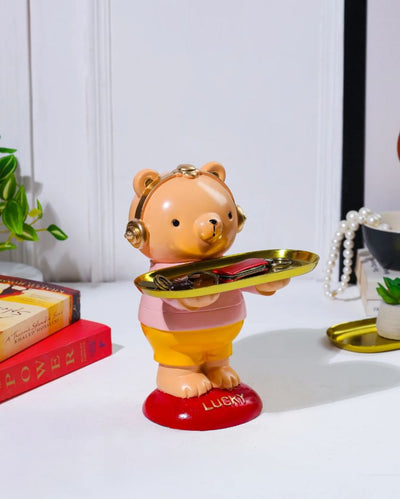 Splendid Luminary Yellow Teddy with Tray | 5 x 4 x 9 inches